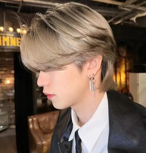 时尚新宠,18到30岁男士的微中分狼尾鲻鱼头,露耳效果帅炸天