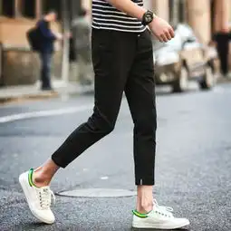 2016男装纯色休闲九分裤男修身小脚百搭9分裤潮a249k21图片大全邮乐官方网站