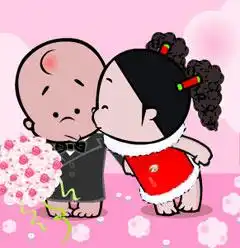 谁有那些一个小女孩亲小男孩的图片是卡通的