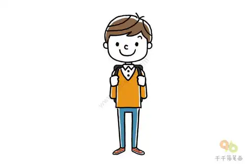 背书包的小男孩简笔画