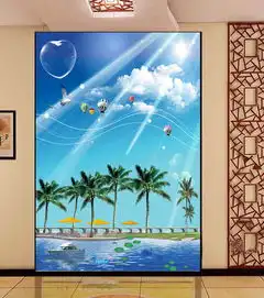 夏威夷度假阳光椰树海岸电视沙发客厅背景墙