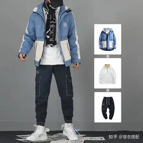 穿衣搭配男冬季潮流搭配休闲工装连帽棉服穿搭