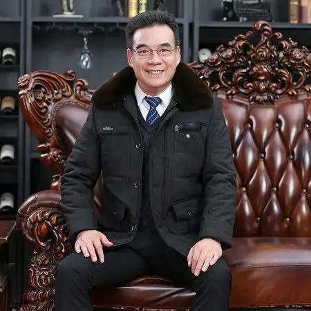 洋湖轩榭2021冬季男式大毛领中老年男装棉衣商务外套男士棉服加绒棉袄爸爸装图片大全邮乐官方网站