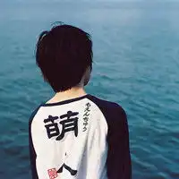 麻烦帮我找一个头像一个男生穿着一件衣服上面有个萌人两只的然后面向大海