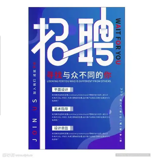 蓝色简约招聘海报设计图