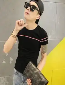 精神小伙短袖男时尚个性镂空社会装快手红人同款t恤夜