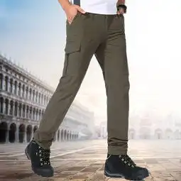 瀚瑞hanris薄款多口袋男长裤松紧腰裤直筒滑面休闲裤lml7275