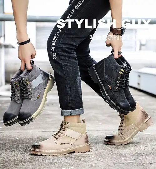 启言2019秋冬季新款鞋子男马丁靴男复古百搭韩版英伦风潮流工装鞋短靴