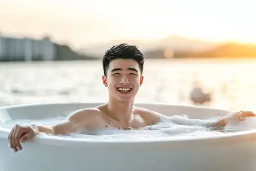 浴缸泡澡人物摄影摄影图