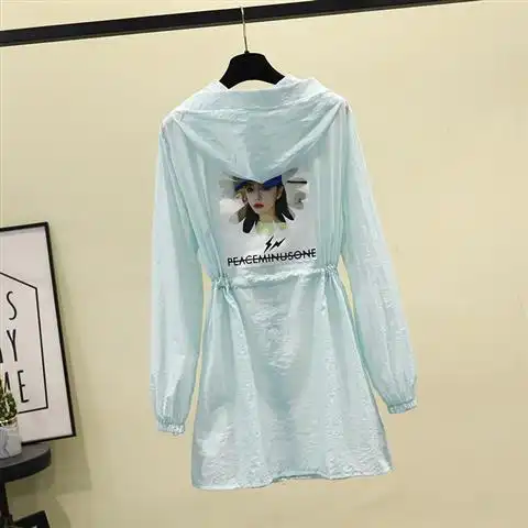 防晒衣女中长款宽松2020夏季新款时尚大码胖mm沙滩防晒服薄外套女
