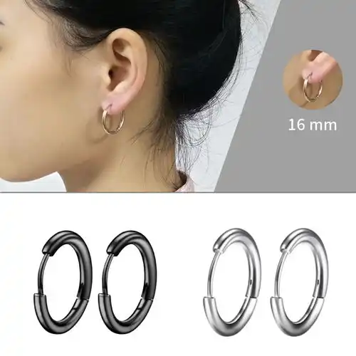 男女通用ins耳环女酷潮流霸气耳钉光面小耳圈扣情侣一对韩版社会