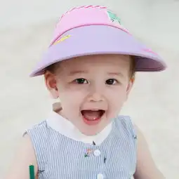 柠檬宝宝亲子宝宝太阳帽儿童夏季帽子男女童空顶潮薄款遮阳大帽檐防紫外线皇冠粉色标准版212岁帽围4854蜜芽,中国领先的进口母婴限时特卖商城