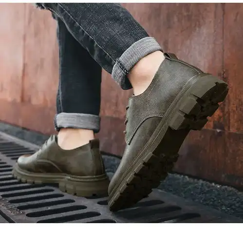 秋季复古小皮鞋男英伦风韩版潮流百搭男士休闲工装大头马丁鞋低帮