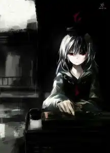 血瞳银发少女安静湖亭水粉二次元