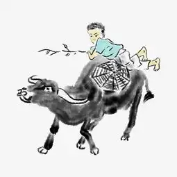 水墨黑色骑牛小男孩图片素材其他格式下载动漫人物大全