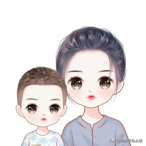 一家三口四口全家福手绘微信头像可爱又温馨