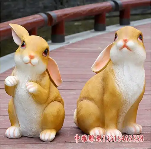 玻璃钢仿铜兔子雕塑酒店玻璃钢雕塑兔子图片