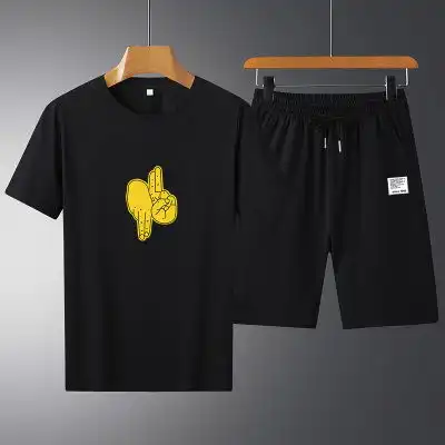 男装一套搭配帅气成熟男士夏装衣服休闲套装夏季宽松短袖t恤