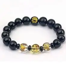 碧雅开光2013年蛇年生肖属蛇吉祥物黑曜石巳酉丑三奇手链男女款属牛12mm男女通款