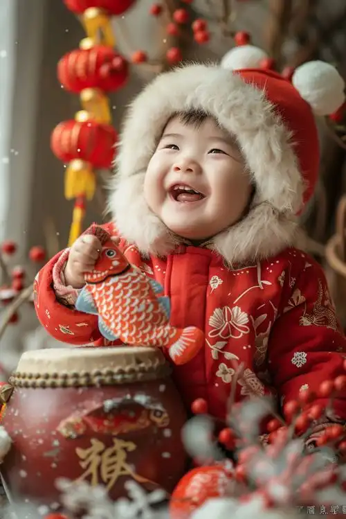 春节新年过年喜庆宝宝儿童摄影图创意海报广告素材