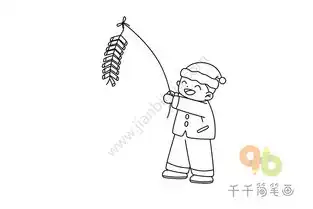 春节简笔画过大年放鞭炮
