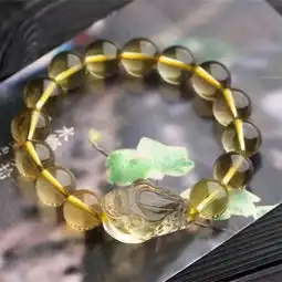 天然黄水晶金蟾手链招财进财吸财2055