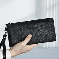 暇步士男士手包hushpuppies暇步士手包男士休闲经典狗狗标志商务出差真皮大容量手拿包多少钱