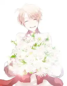 求张图要求动漫男孩背影手捧鲜花