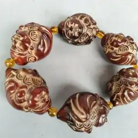 牛角手串手链牛角雕刻招财财神尺寸重量如图苏燕