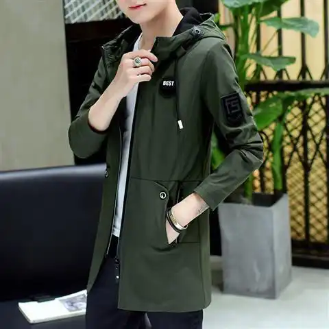 秋冬装男外套新款夹克韩版帅气青年男士风衣男中长款加绒学生潮流