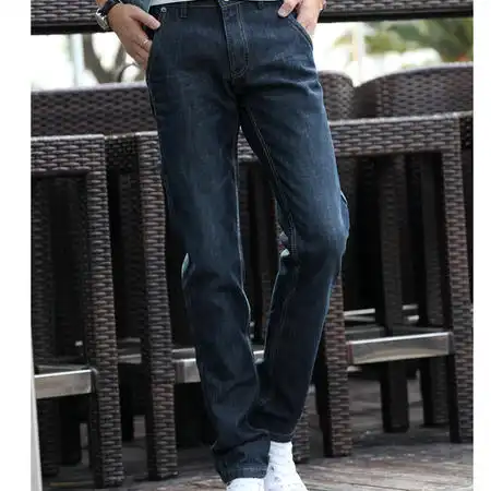 秋冬季新款男装加厚加绒防寒保暖修身牛仔长裤男士直筒韩版潮流时尚带绒微弹男裤子图片大全邮乐官方网站