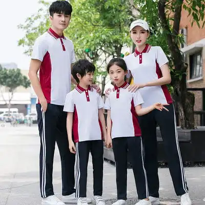 夏季初中学生班服套装男高中纯棉校服短袖t恤情侣时尚休闲亲子装