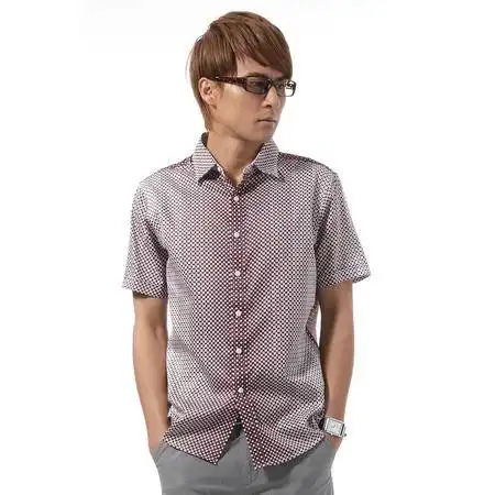 艾夫杰尼男装春夏时尚休闲大方修身版深紫色短袖衬衫fcc1151图片大全邮乐官方网站