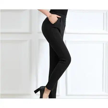 lzf2018春装新款女式毛呢直筒裤时尚休闲裤子高弹力显瘦提臀长裤图片大全邮乐官方网站