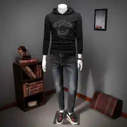 假模黑色2018秋季新款长袖卫衣纯棉外套男潮流