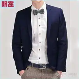 批量供应时尚定制韩版男西装外套双排两粒扣纯色男西装