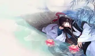 求古风高清美男撑伞漫步在竹林间背影电脑壁纸桌面