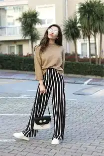 阔腿裤球鞋,2018开春最时髦搭配