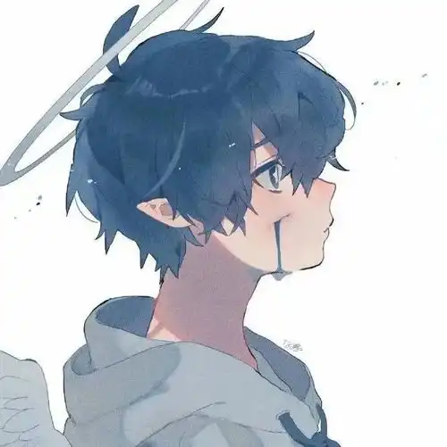 动漫手绘男头抬头仰望,别浪费了月亮