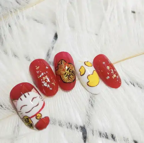超级软萌的招财猫美甲教程,新年美甲有着落啦