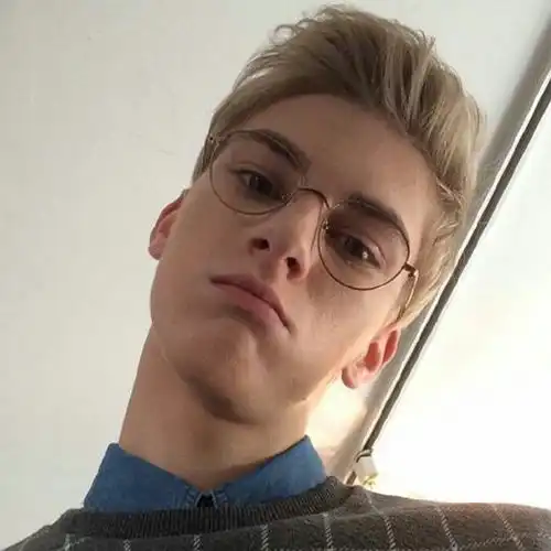 戴眼镜歪头男孩