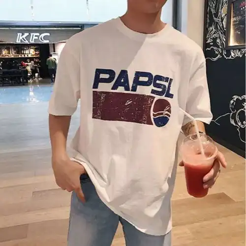 短袖t恤男士2019夏装潮牌潮流宽松情侣丅五分半袖ins体恤男生衣服