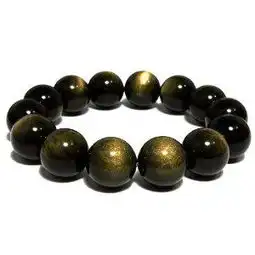 vunsun微色天然水晶黑曜石手链男士招财辟邪金曜石饰品天然水晶半宝石16毫米珠径大气男款怎么样,好不好