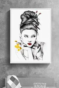 可爱的美女画家自画像欧美人物肖像装饰画图片设计素材高清模板下载8.46mb人物装饰画大全