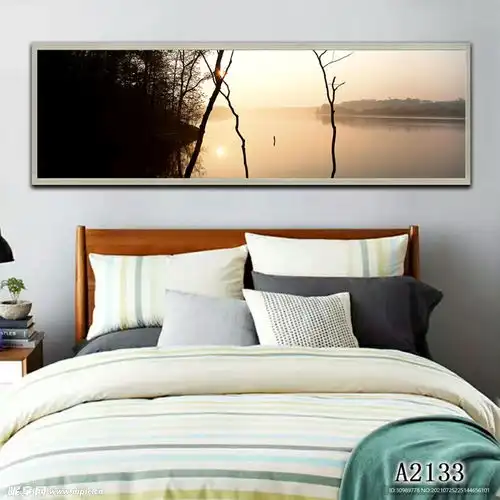 现代简约风景唯美床头装饰画设计图psd分层素材