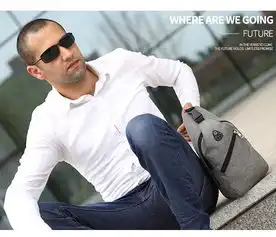 简约男士胸包欧美潮单肩包斜挎包运动青年小包