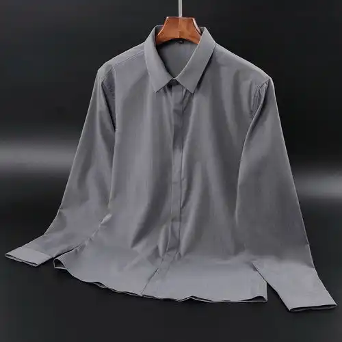 汤河之家男士衬衫2019秋冬潮流新款长袖韩版修身翻领帅气白衬衫男大码c