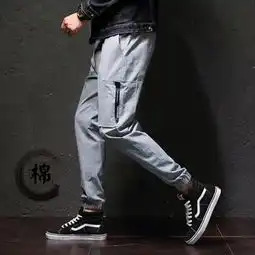 2018秋装新款欧美简约工装裤多袋男式小脚运动裤休闲裤ing件代发