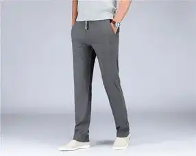 汤河之家男士休闲裤春夏季薄款亚麻宽松直筒抗皱商务男裤长裤子免烫