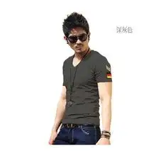 2013夏装新款特兵绣标清爽v领修身韩版短袖t恤男式t恤男装怎么样,好不好